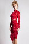 Yvonne Red Velvet Midi Skirt
