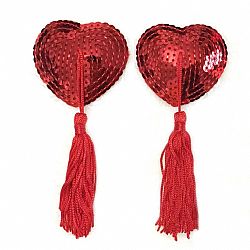 Sexy Red Sequin Heart Shaped Nipple Pasties